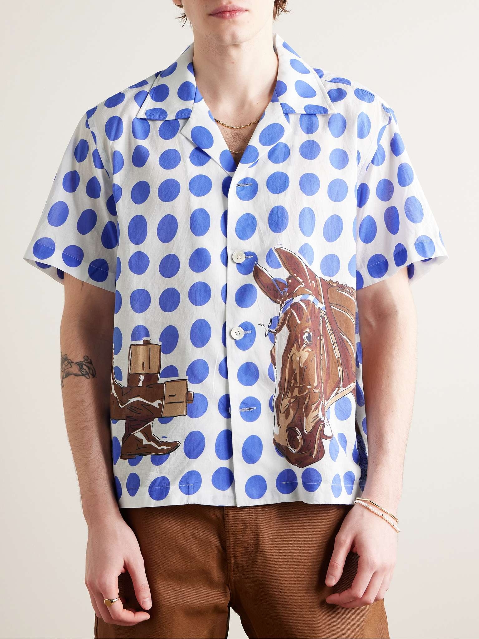 Jockey Dot Camp-Collar Printed Cotton-Voile Shirt - 3