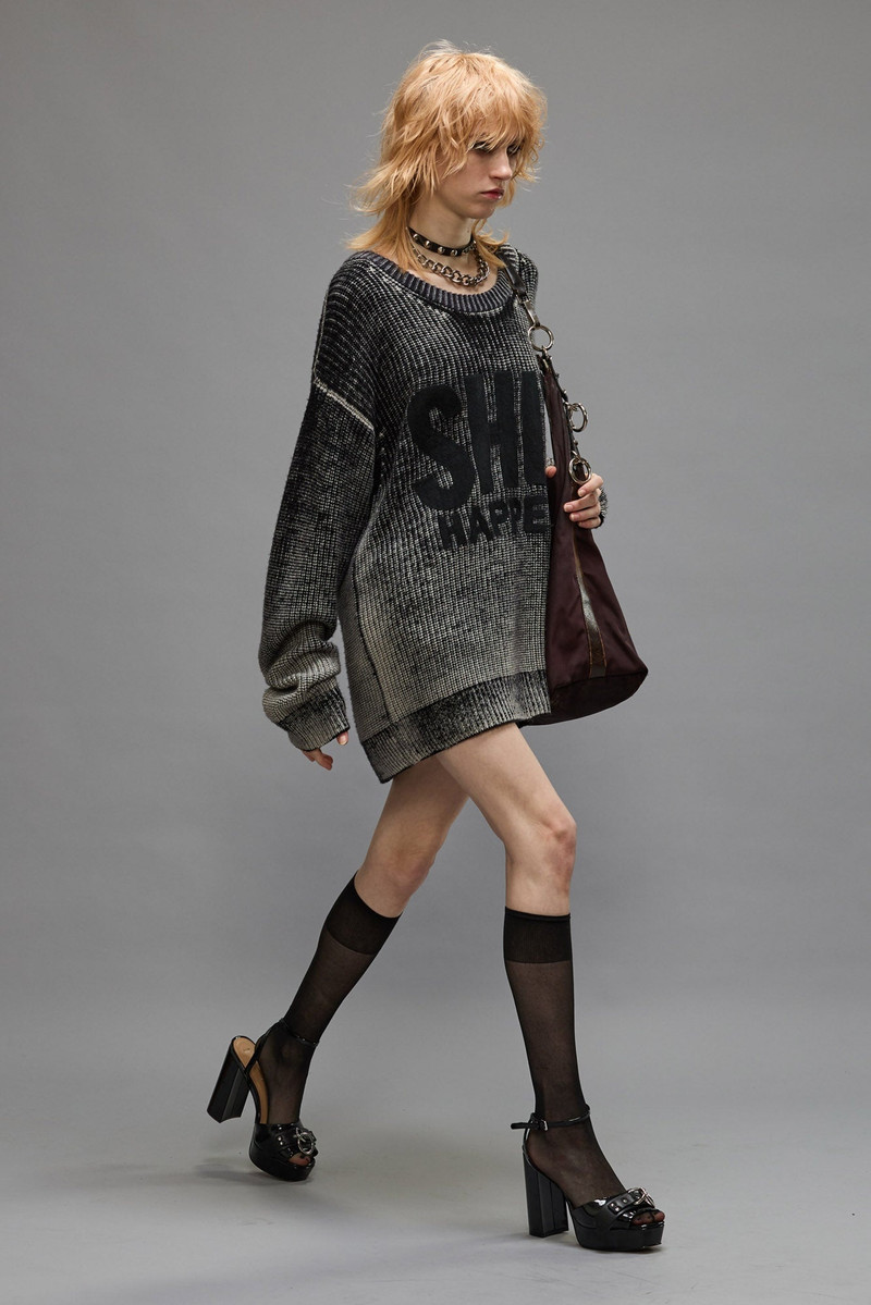 R13 SHIT HAPPENS BOYFRIEND SWEATER - DISTRESSED BLACK outlook