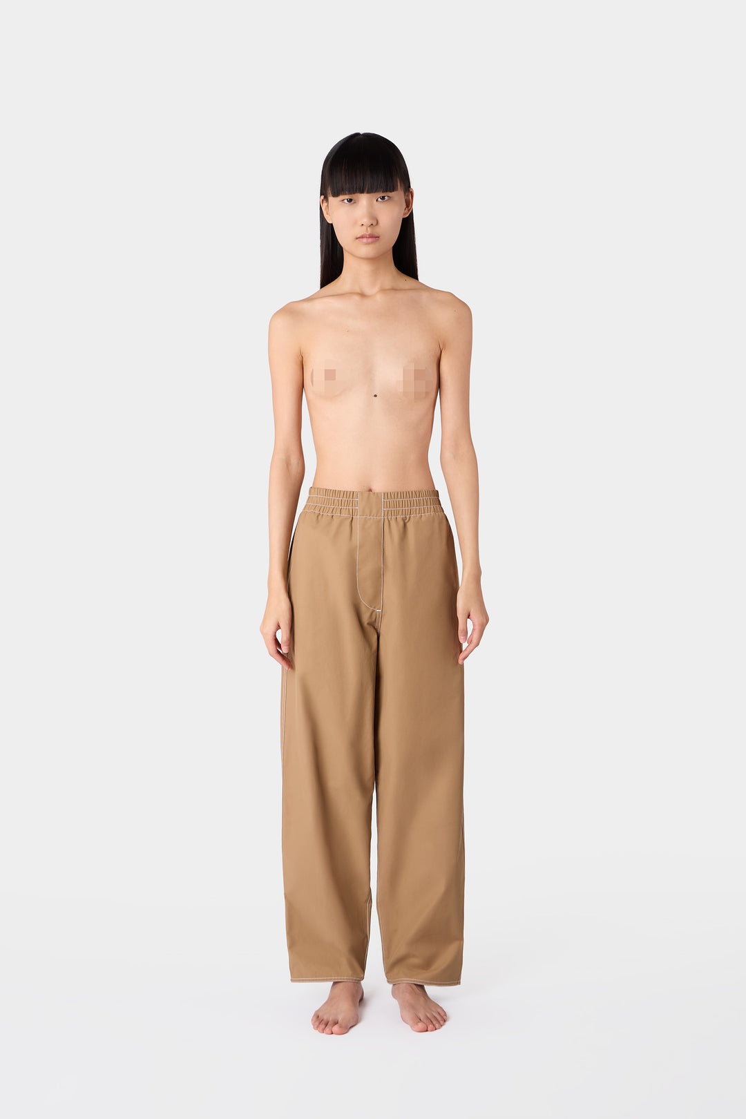 ELASTIC PANTS / dark beige - 5