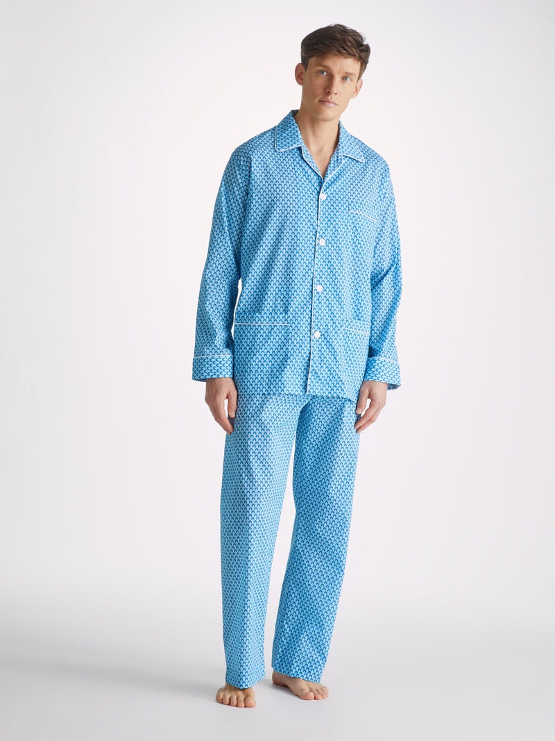 Men's Classic Fit Pyjamas Ledbury 65 Cotton Batiste Blue - 3