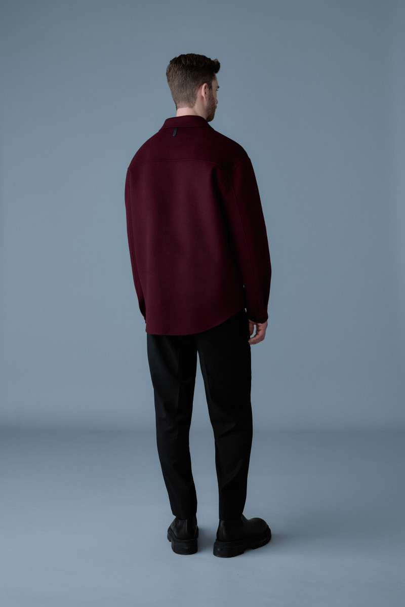 EMMANUEL Double-face wool overshirt with leather patch pocket 4