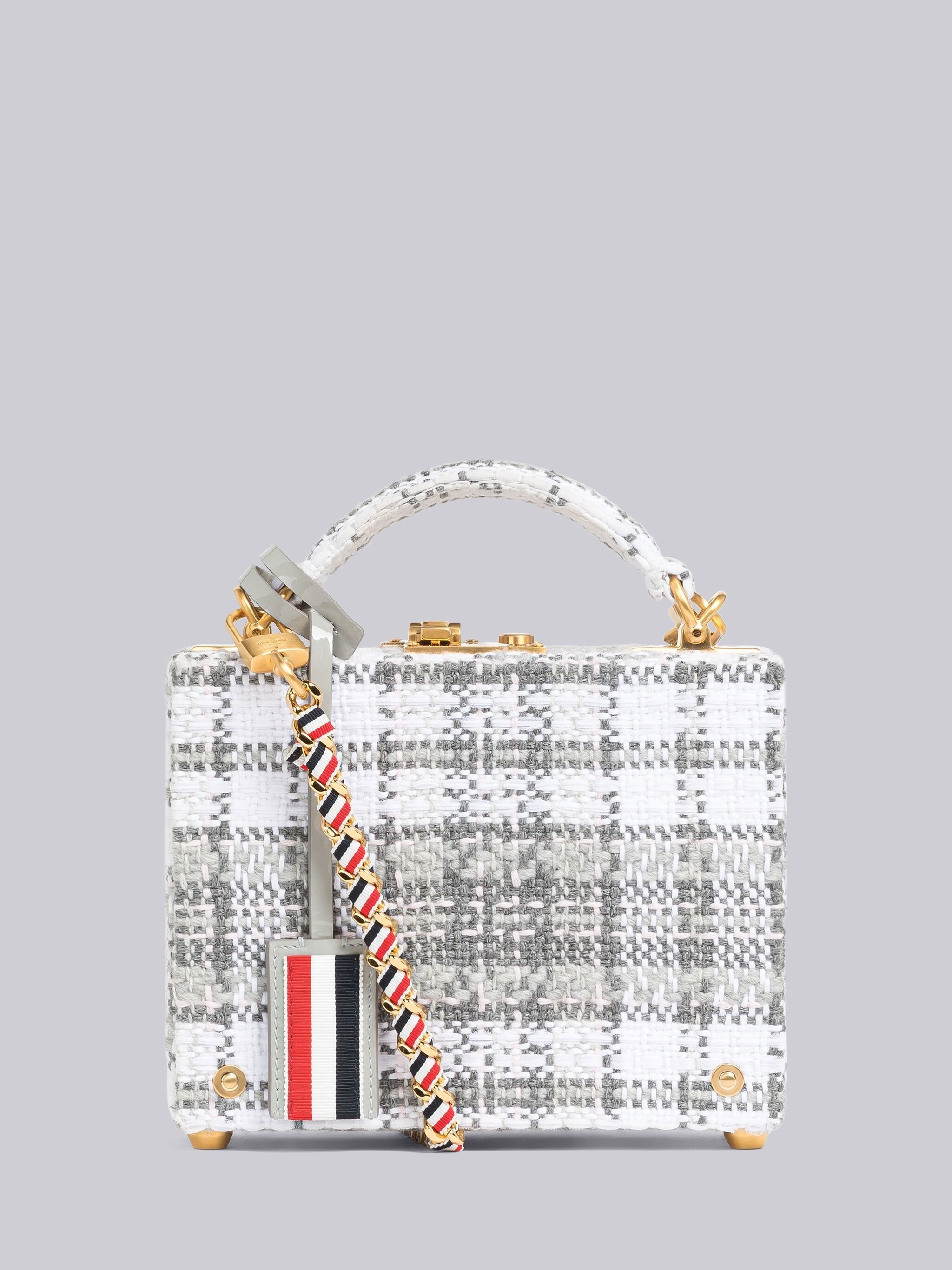 Tartan Tweed Woven Chain Micro Attache Case - 1