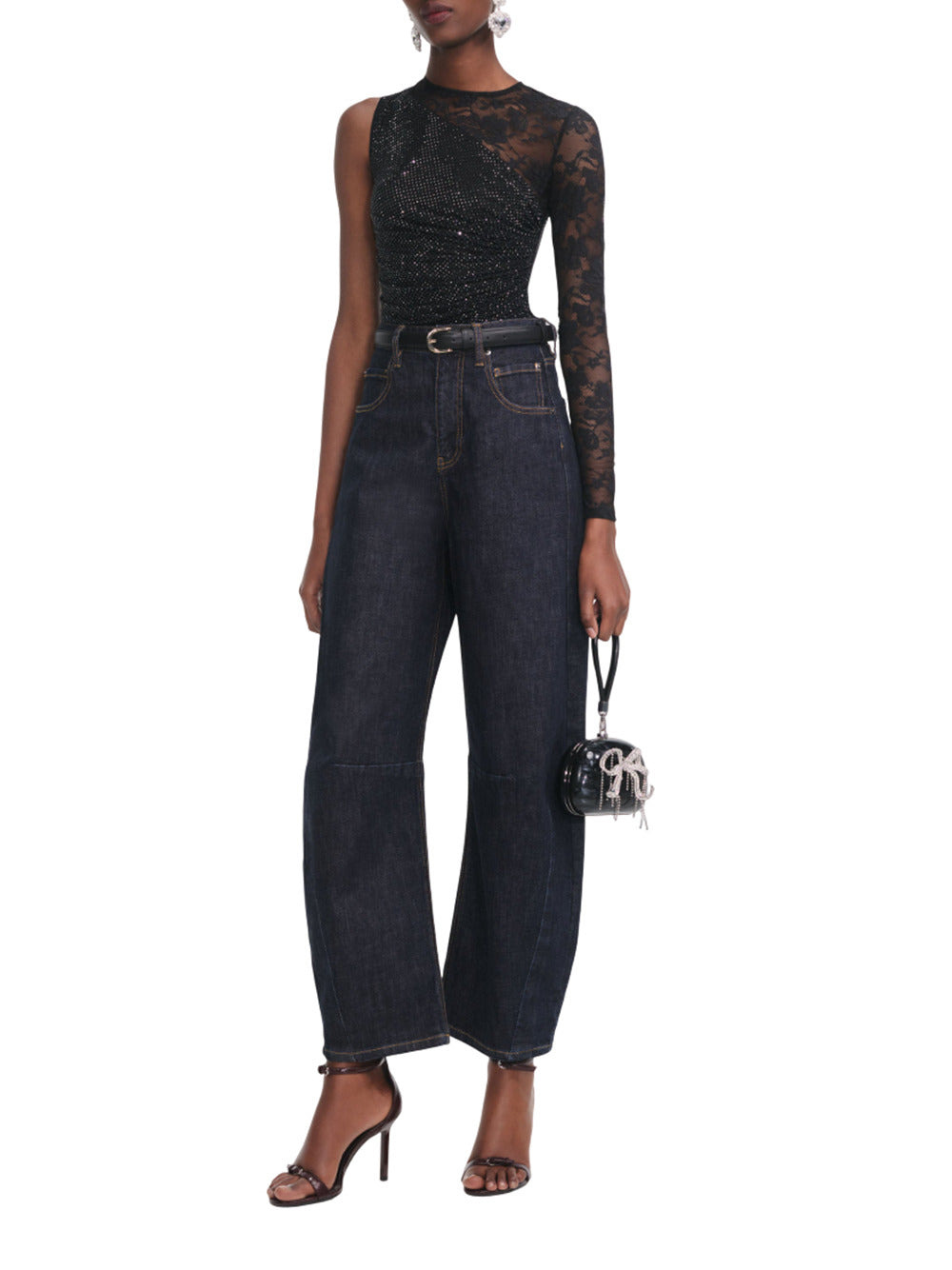 Self-Portrait Women One Shoulder Floral Lace Top - 3