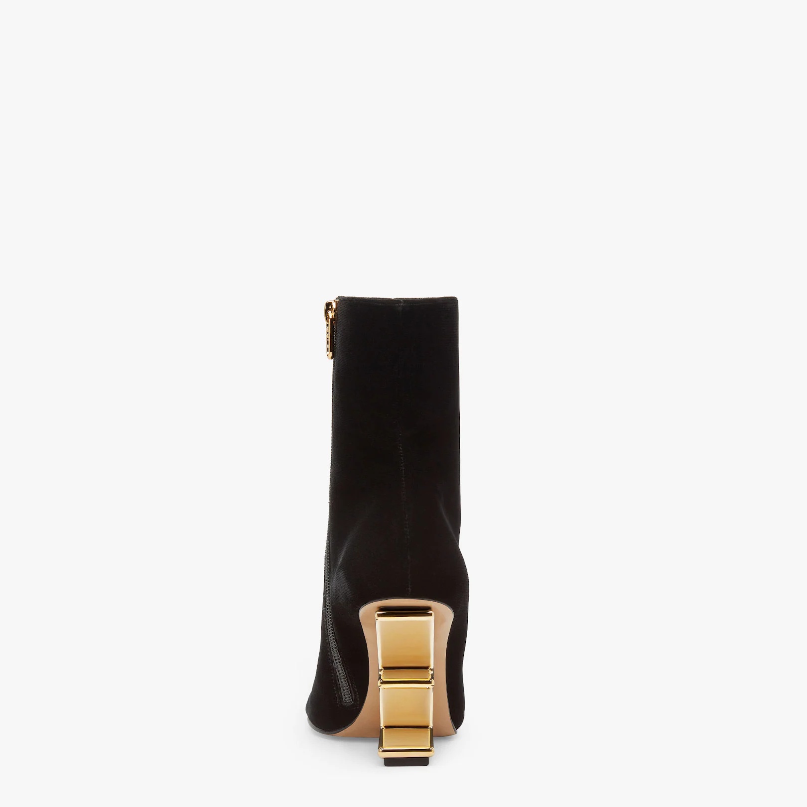 Black velvet high-heeled boots - 3