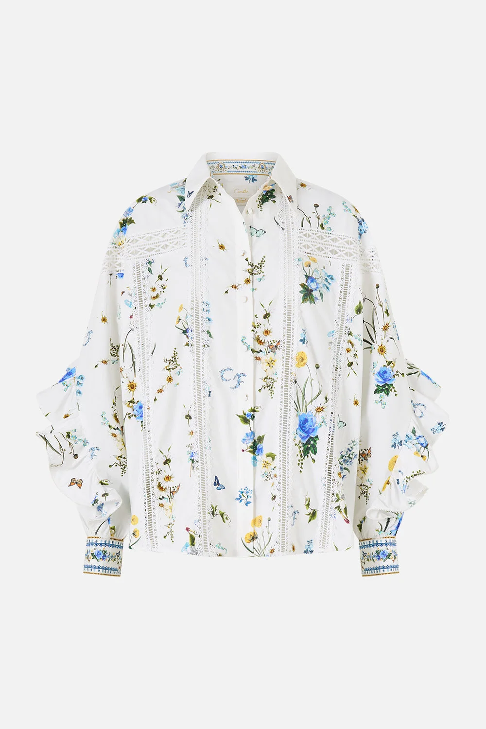 BUTTON SHIRT WITH FRILL DETAIL DANDELION SKIES - 1