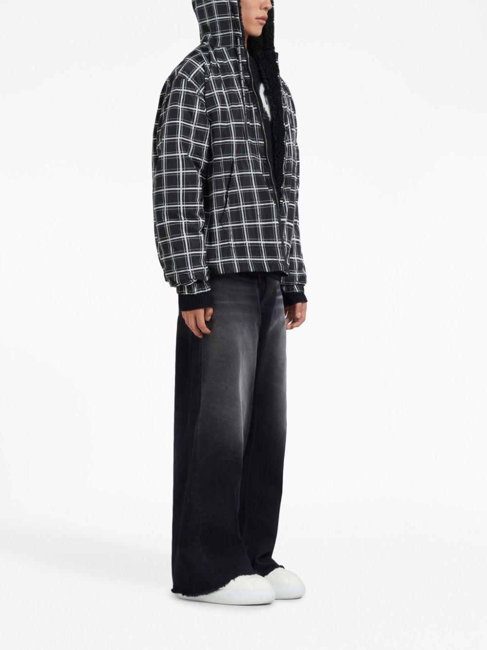 grid-pattern padded jacket - 3