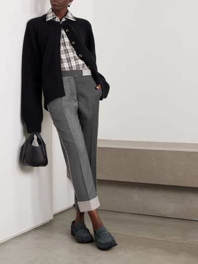 Thom Browne Color-block piped straight-leg wool pants outlook