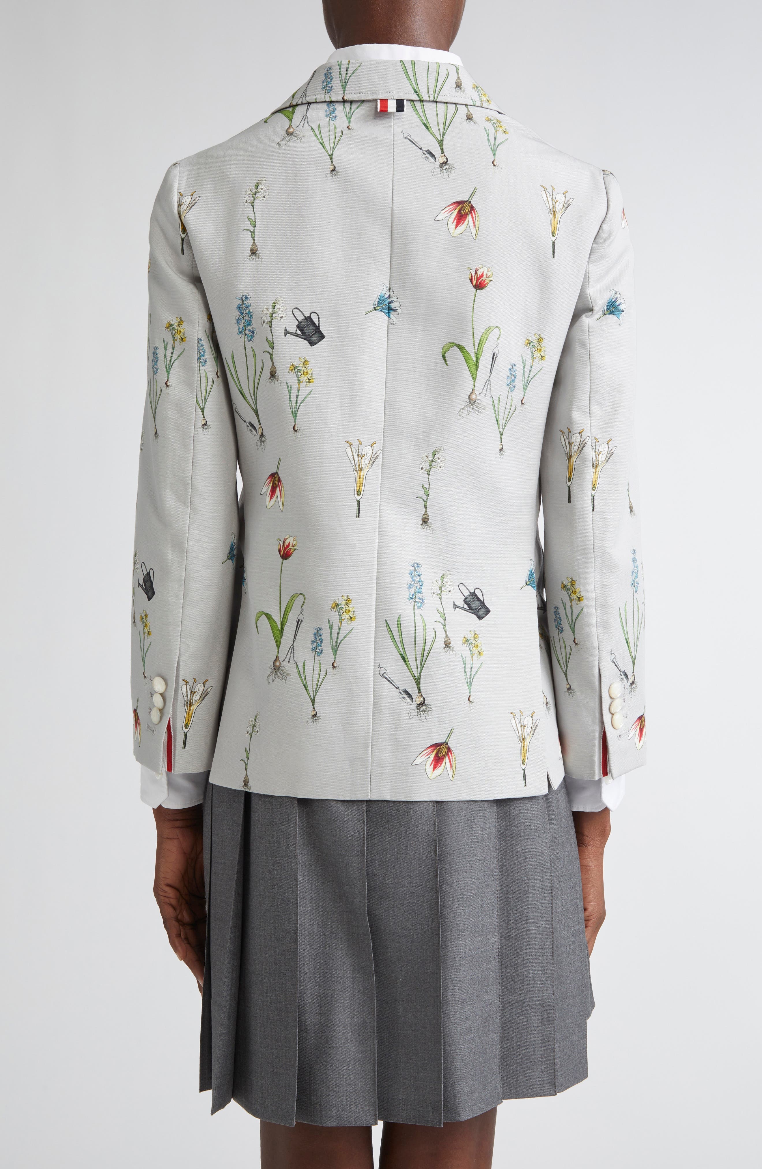 Thom Browne Fit 1 Botanical Print Cotton & Linen Blazer in Medium Grey at Nordstrom - 3