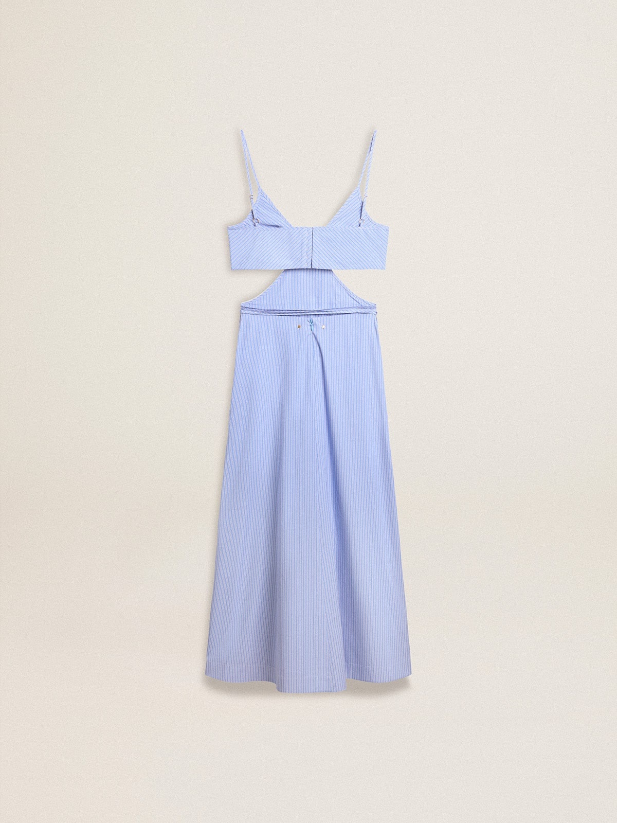 Cut-out dress in striped cotton poplin - 6
