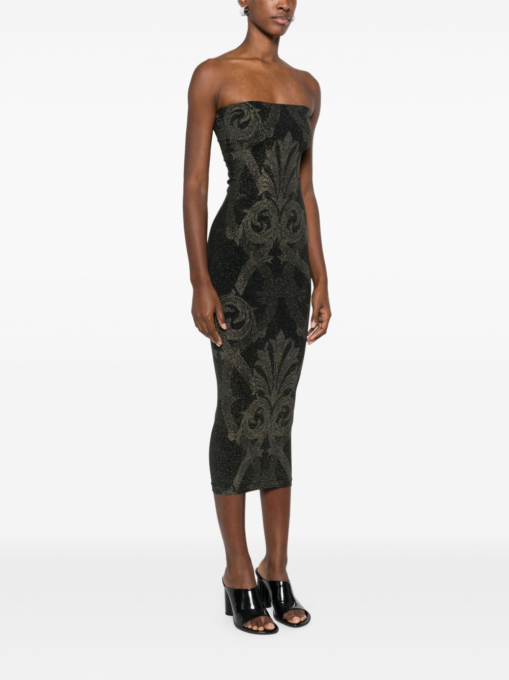 x ETRO baroque-jacquard metallic midi dress - 3
