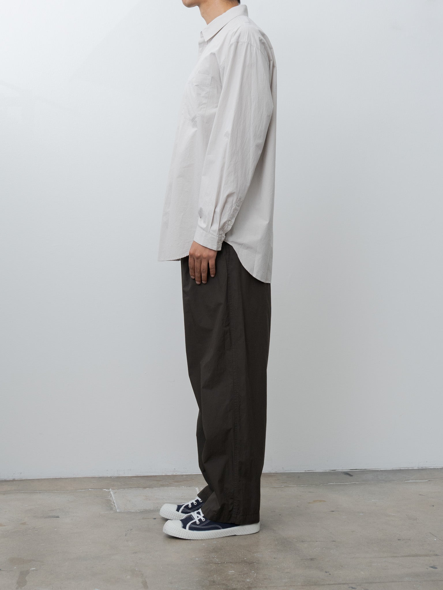 Shrink Cotton Lawn Loose Fit Pants - Dark Brown - 5