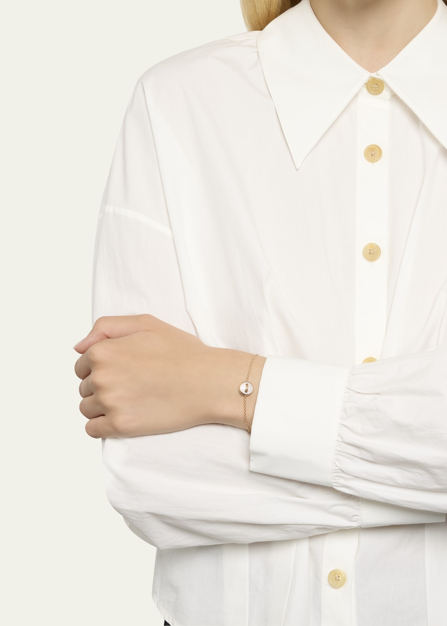 18K Rose Gold Pom Pom Dot Mother of Pearl and Diamond Bracelet - 2