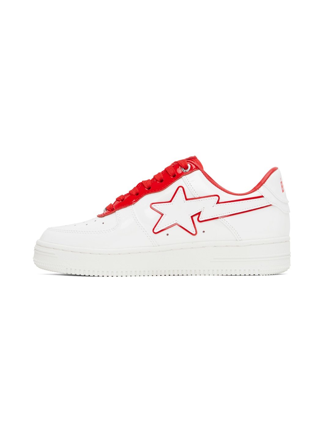 White & Red Patent Leather Sneakers - 3