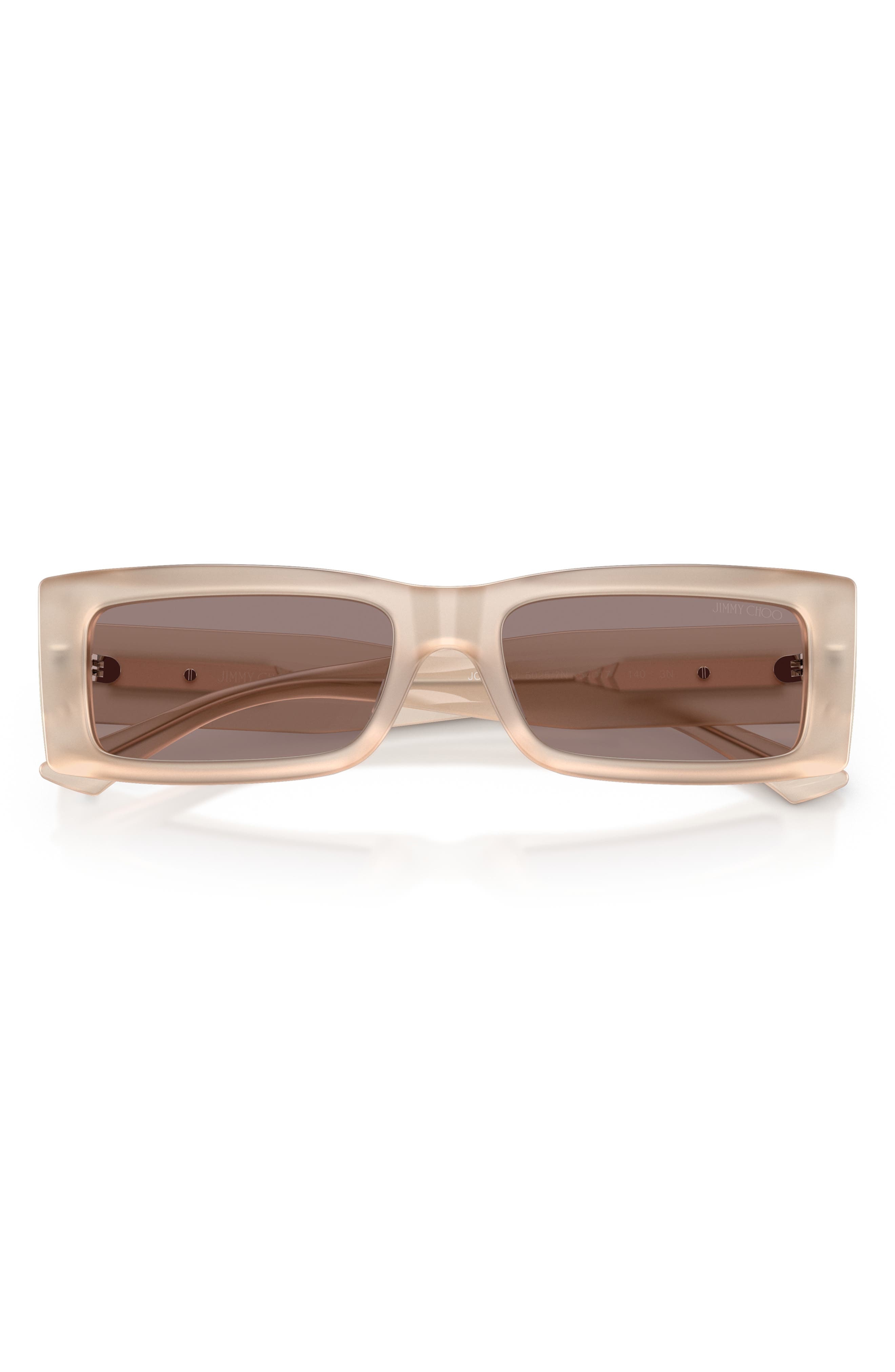 Jimmy Choo Lennon 54mm Polarized Rectangular Sunglasses in Opal Taupe/Purple Brown at Nordstrom - 5