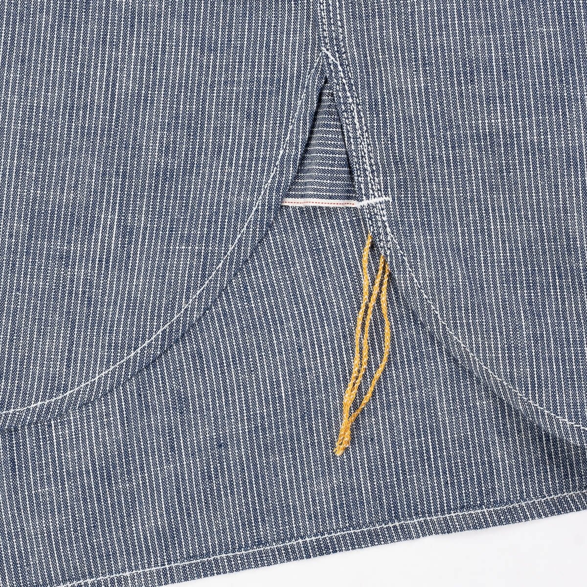 IHSH-285-PIN 5.5oz Selvedge Pinstripe Chambray Short Sleeve Work Shirt - Indigo - 11