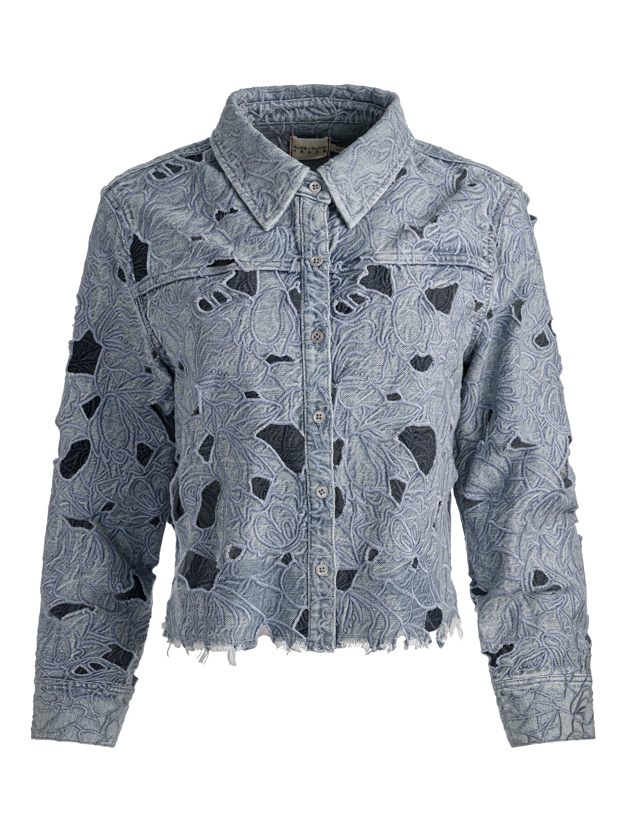 FINELY LASER-CUT DENIM SHIRT - 1
