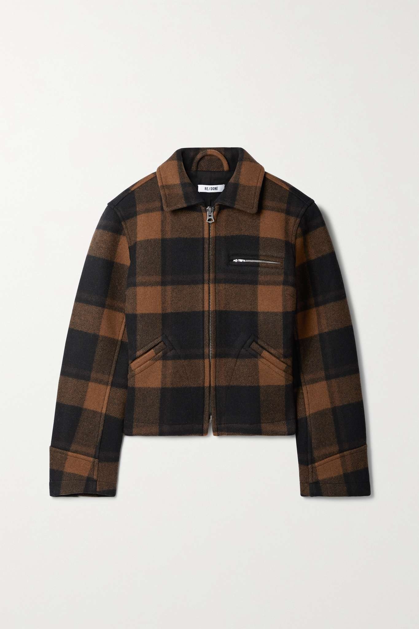 40s checked wool-blend felt jacket - 1