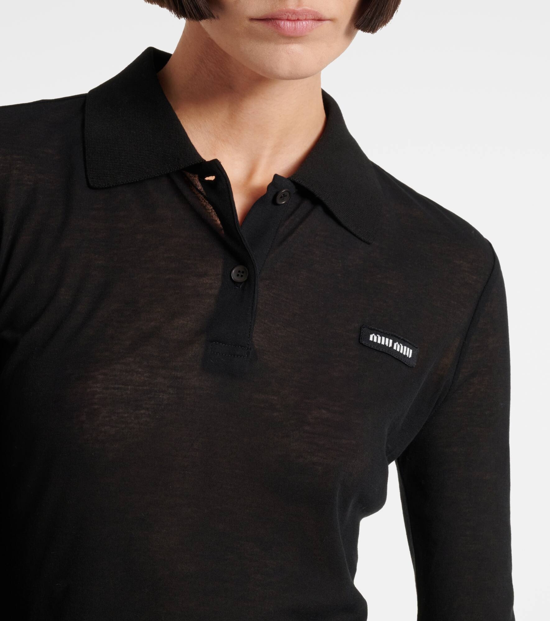 Ribbed-knit cotton jersey polo dress - 4