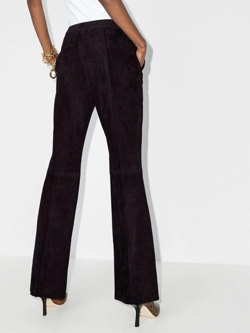 flared lambskin trousers - 3