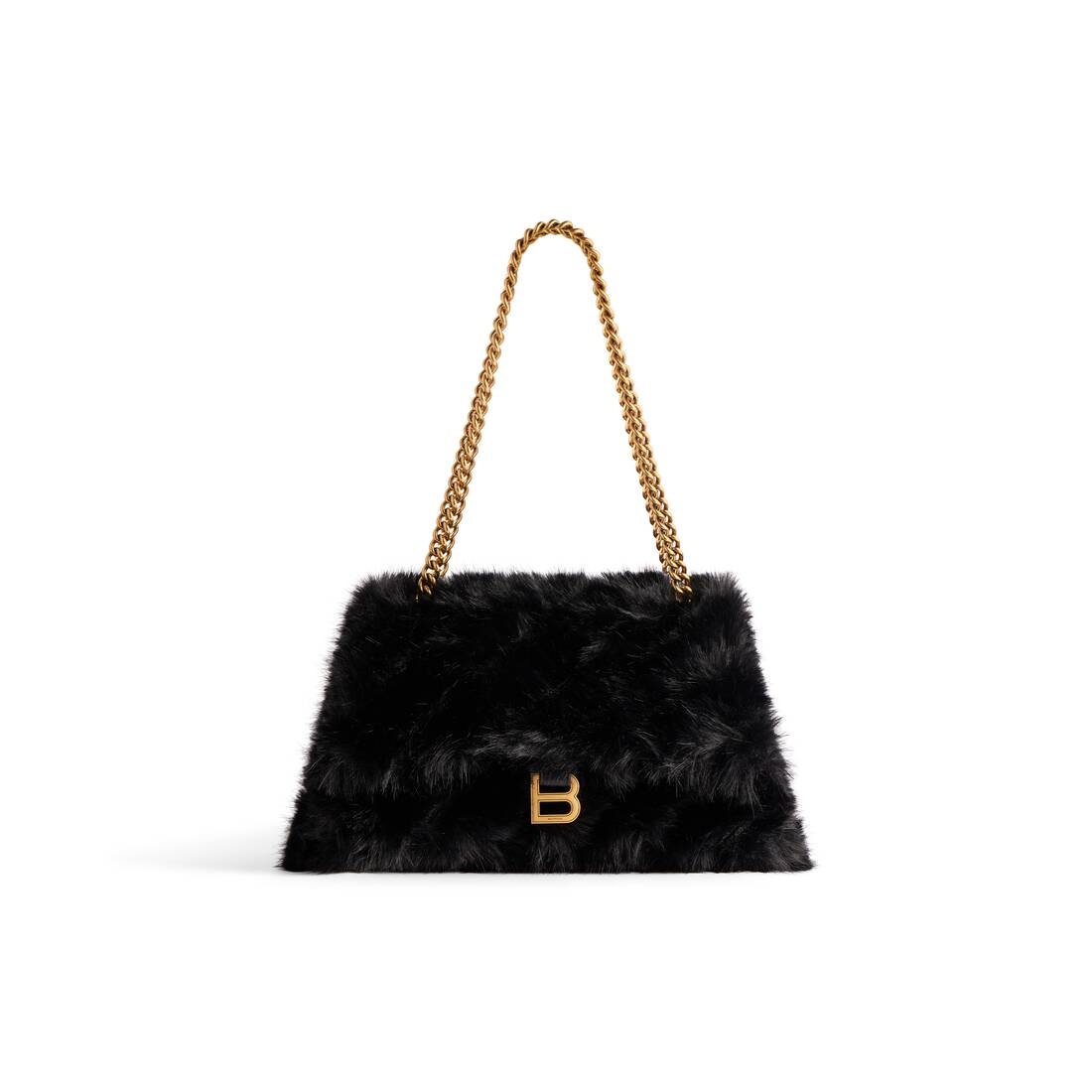 Women's Crush Medium Chain Bag Fake Fur in Black - 1