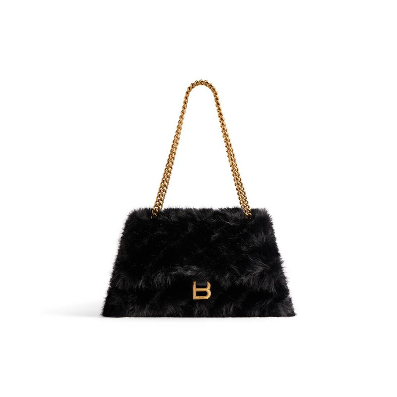 Women's Crush Medium Chain Bag Fake Fur in Black 1