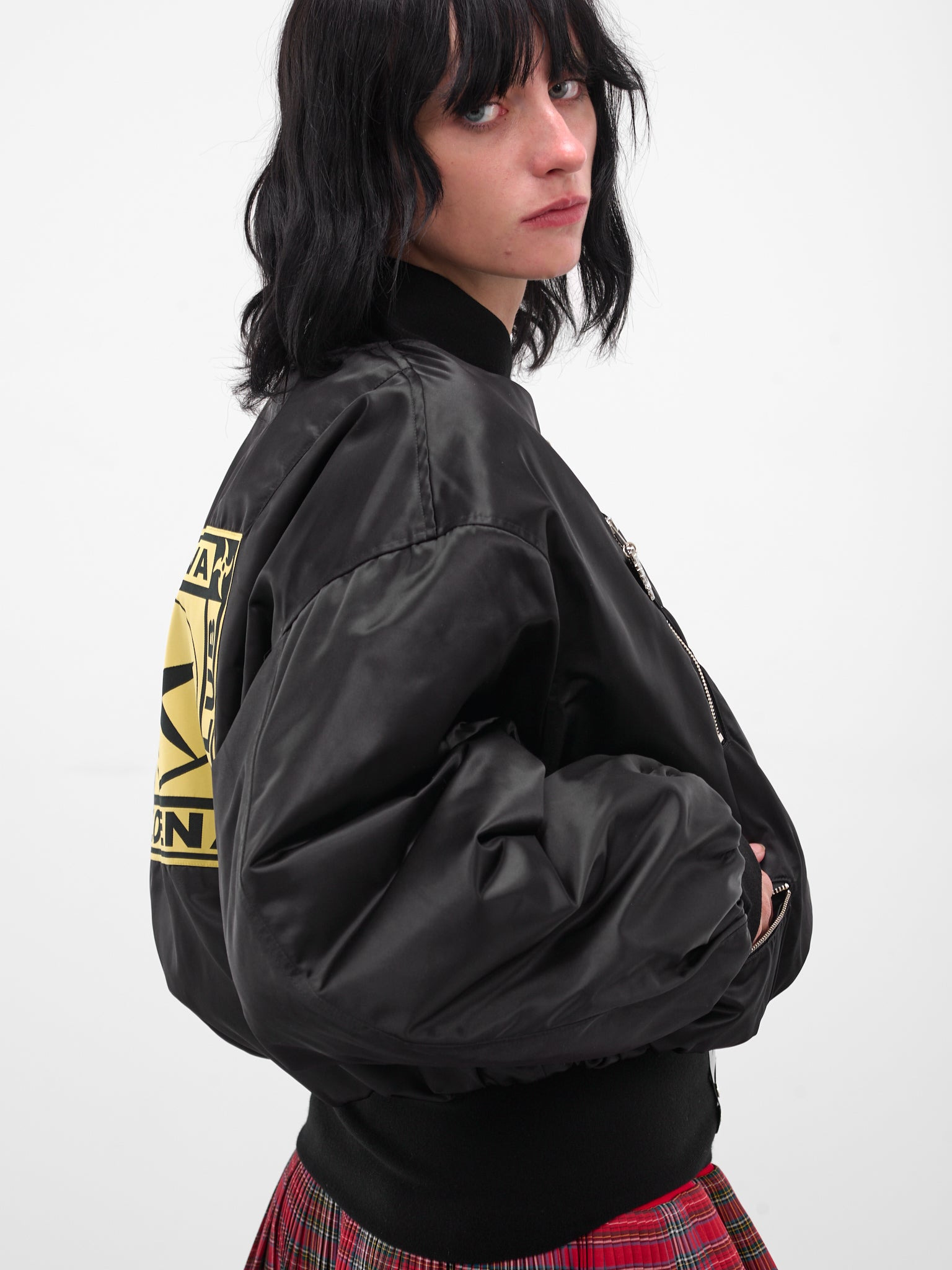 Black Glide Zip Bomber Jacket - 5