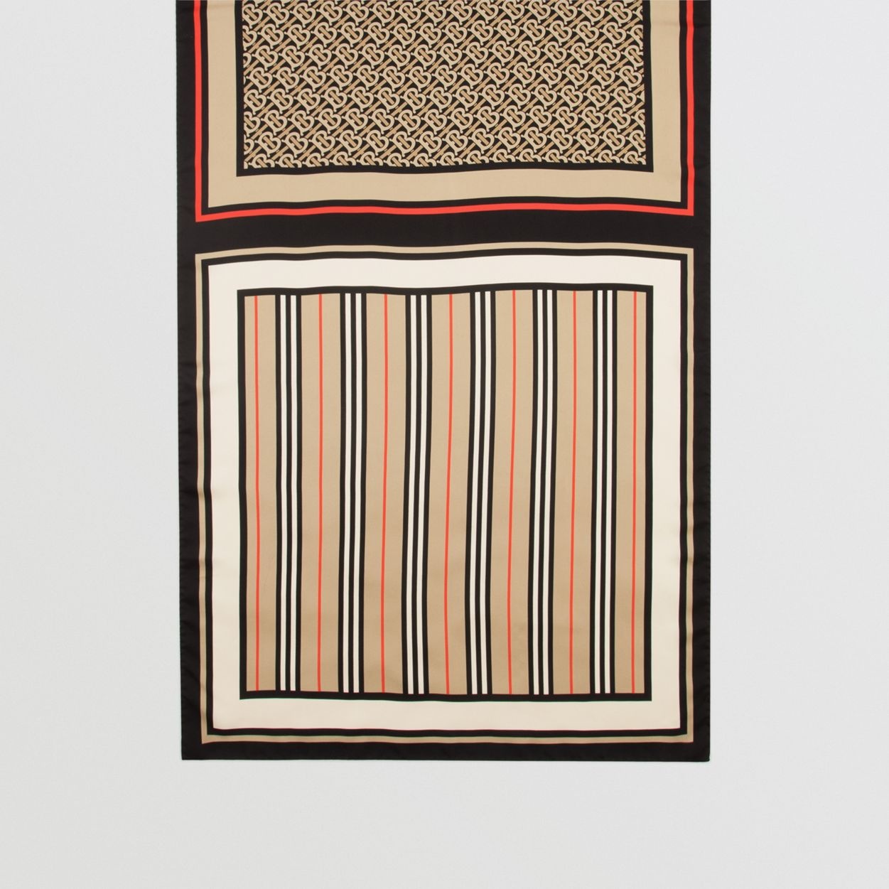 Monogram, Icon Stripe and Check Print Silk Scarf - 5