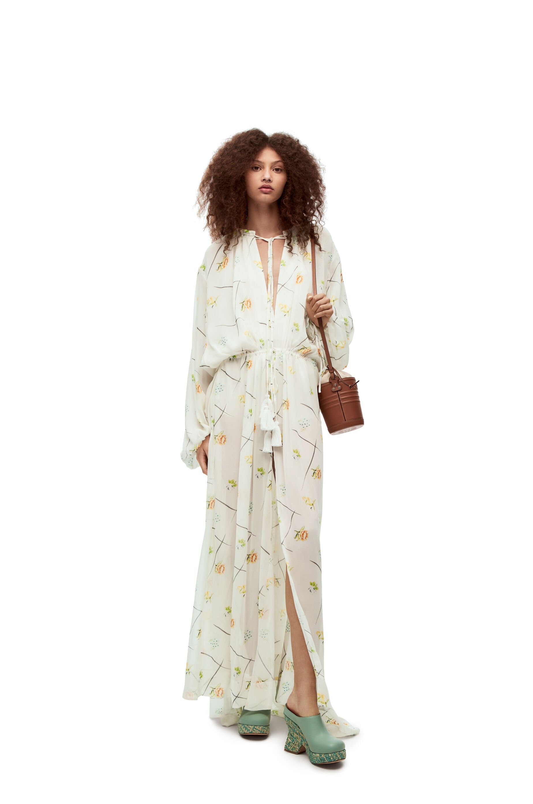 Flower maxi dress in viscose and silk - 2