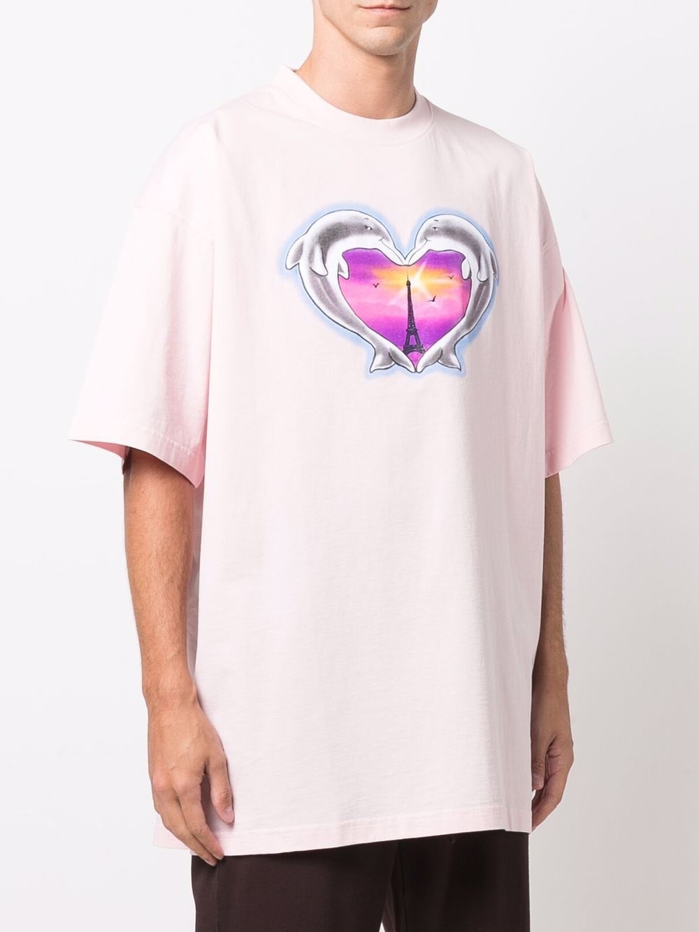 heart print crew neck T-shirt - 4