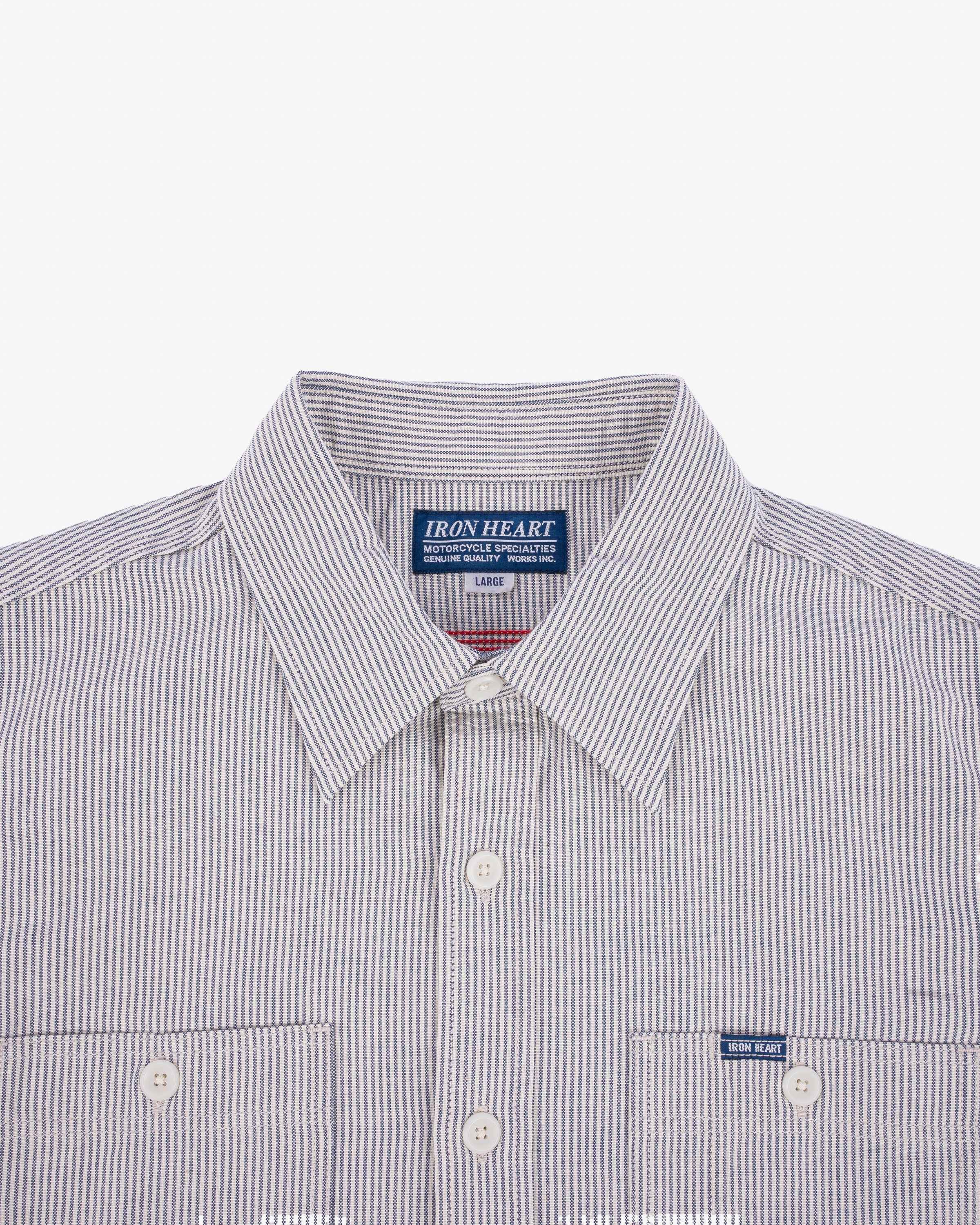 5OZ SELVEDGE OX CLOTH SHORT SLEEVED WORK SHIRT - HICKORY STRIPE - 7