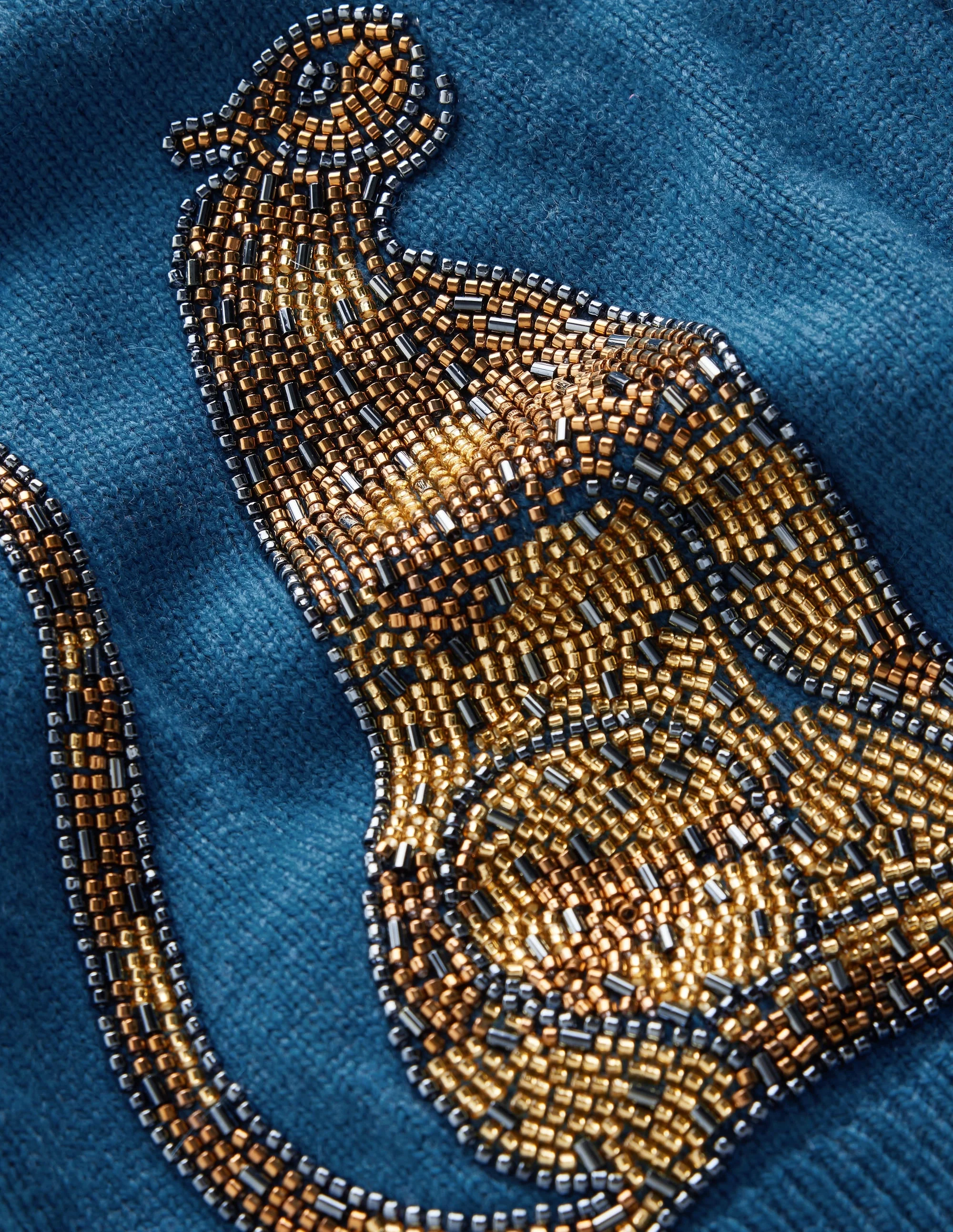 Ria Embellished Knit Cardigan-Blue, Palm - 1