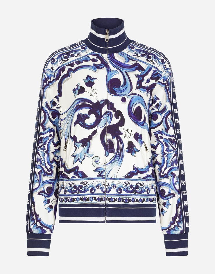 Majolica-print cady sweatshirt with zipper - 4