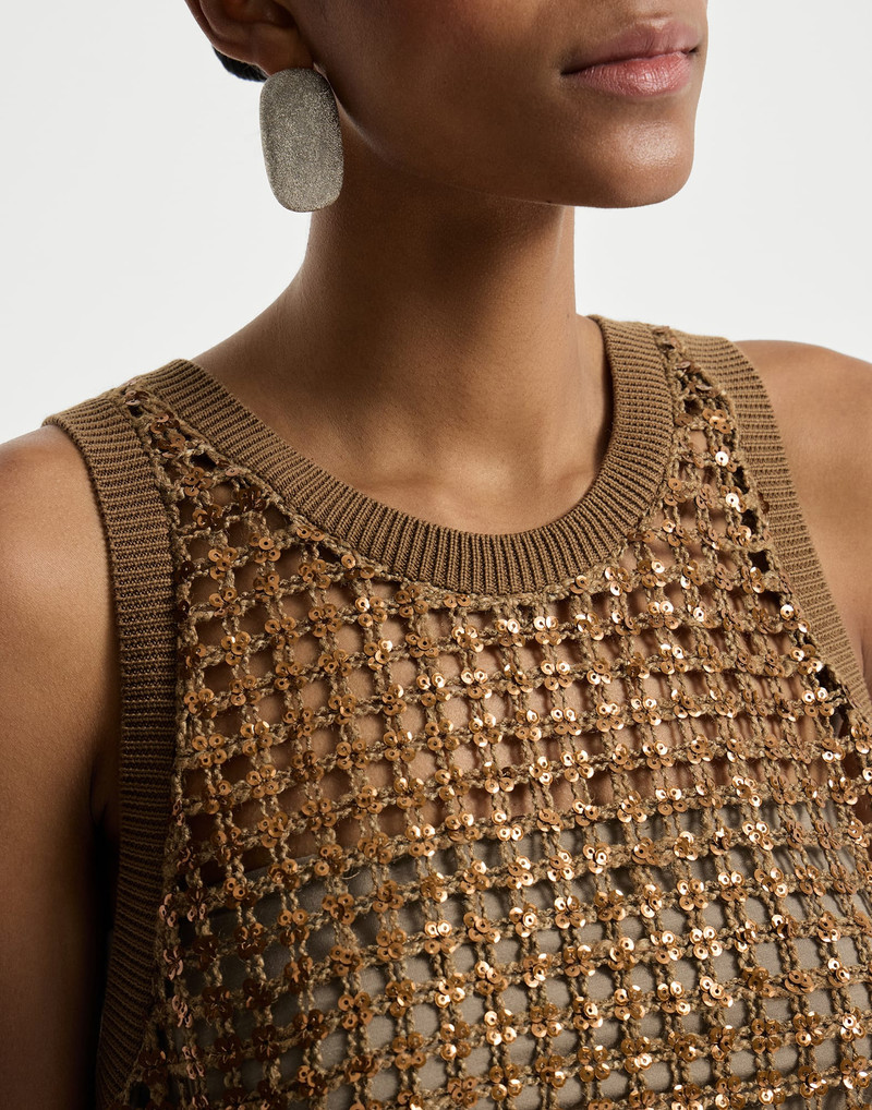 Dazzling net embroidery top in silk and linen 4