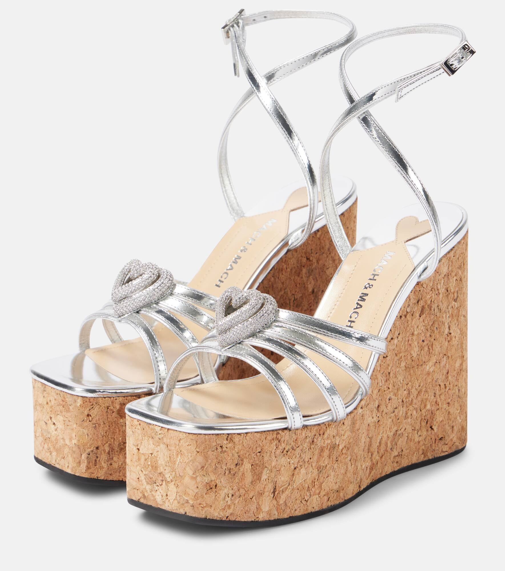Double Heart metallic leather sandals - 4