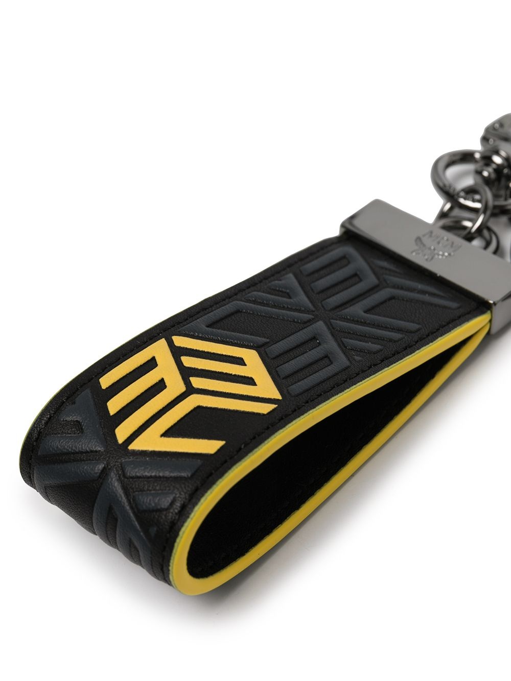 logo-embossed leather keychain - 2