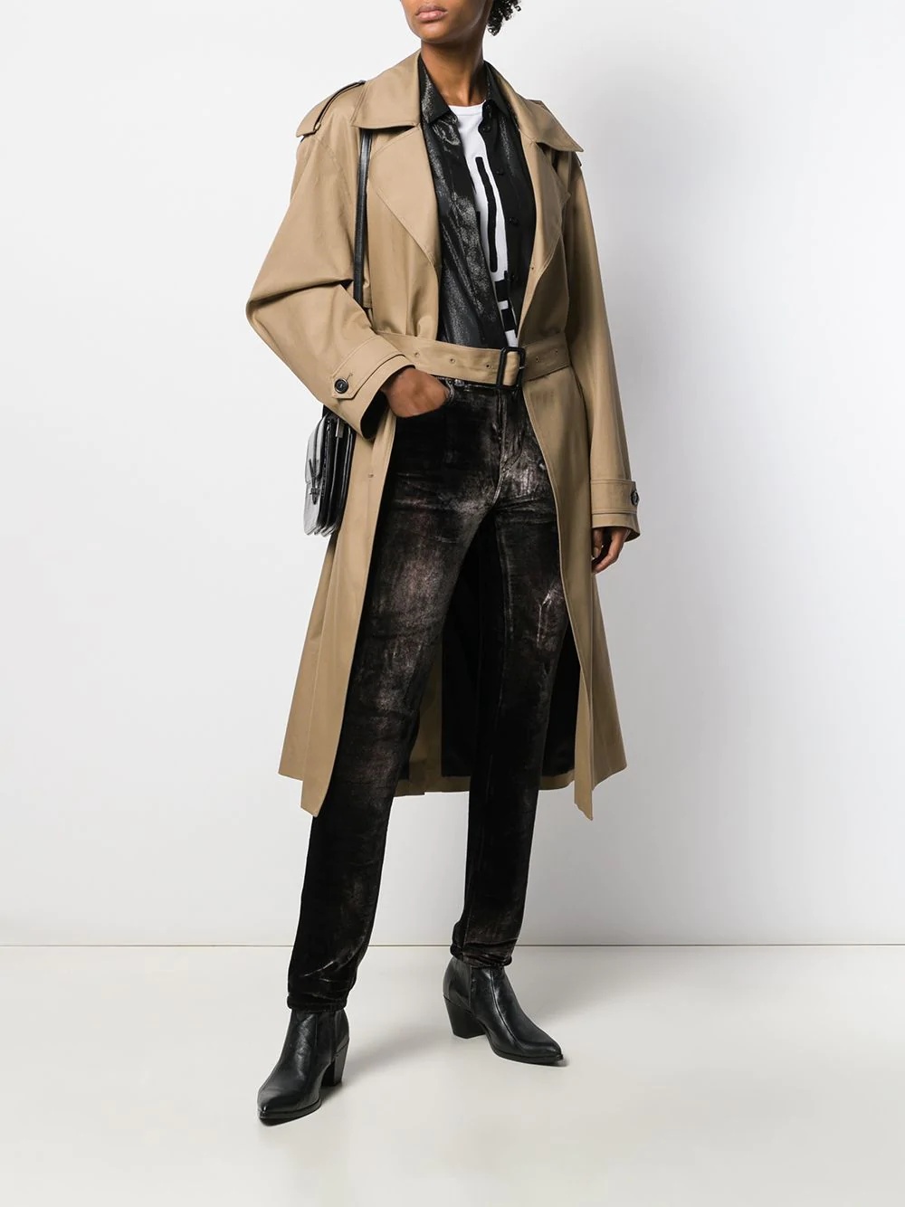 belted trench coat - 2