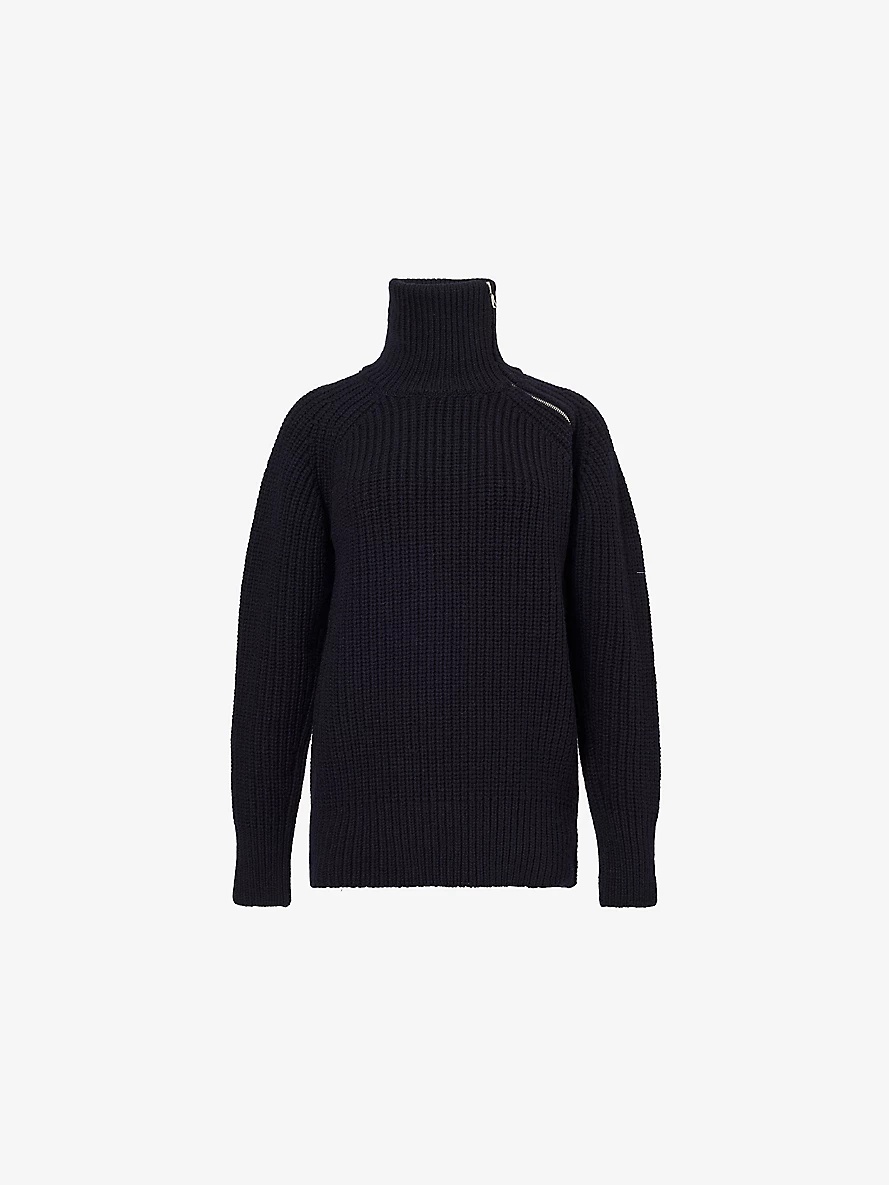 Tonty asymmetric-zip chunky-knit wool jumper - 1