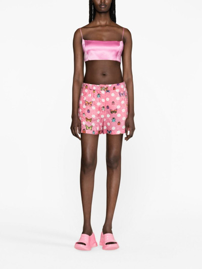 VERSACE Butterflies-print silk-blend shorts outlook