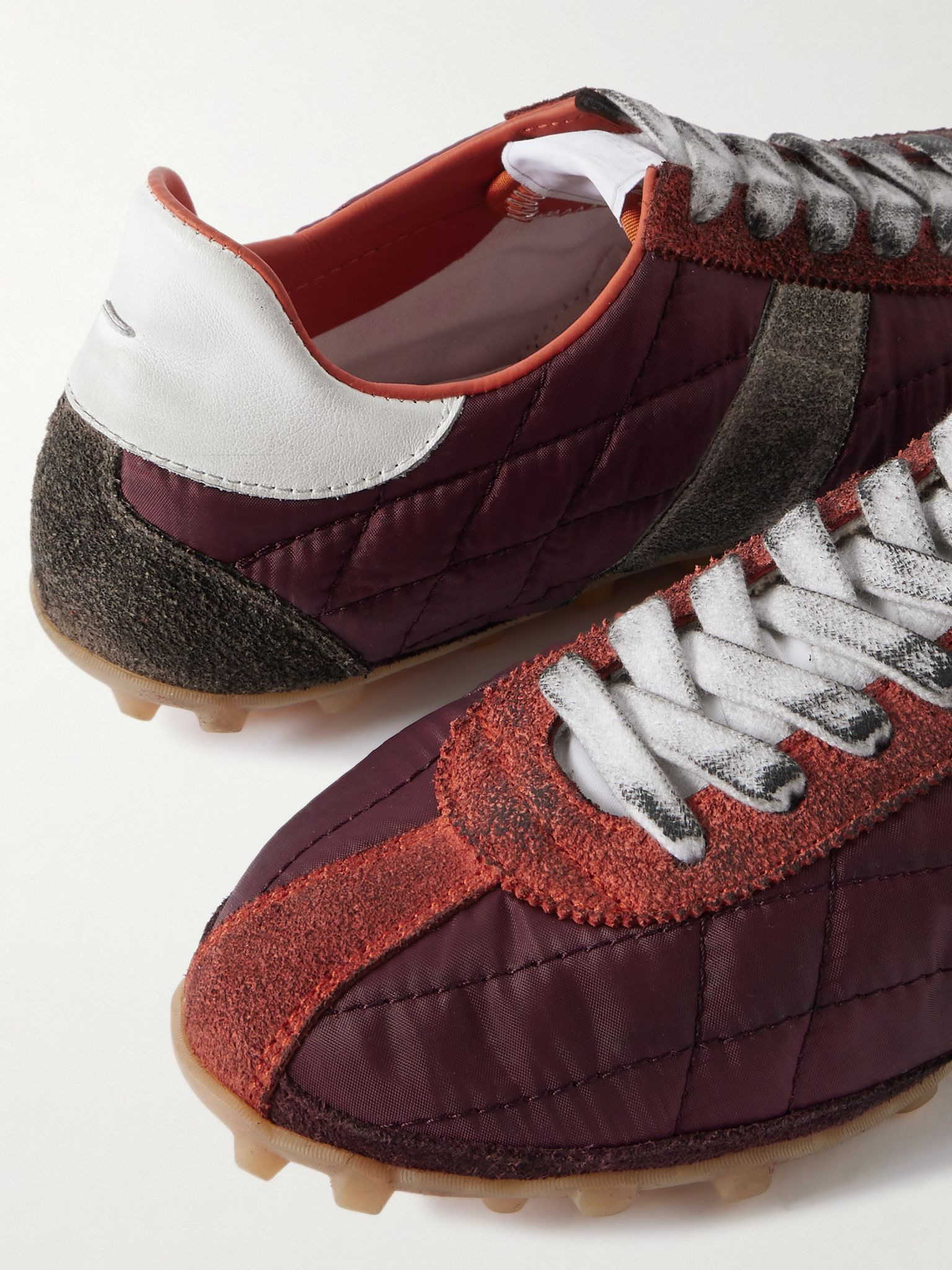 Sprinter leather and brushed suede-trimmed shell sneakers Purple - 4