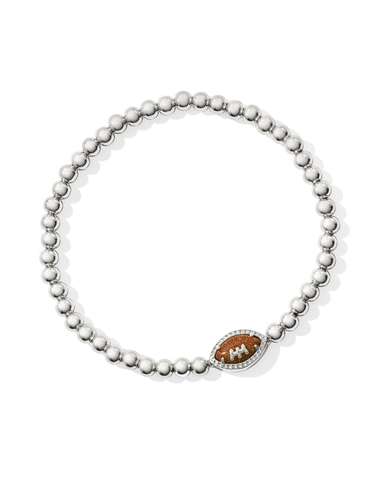 Football Silver Stretch Bracelet in Orange Goldstone - 1