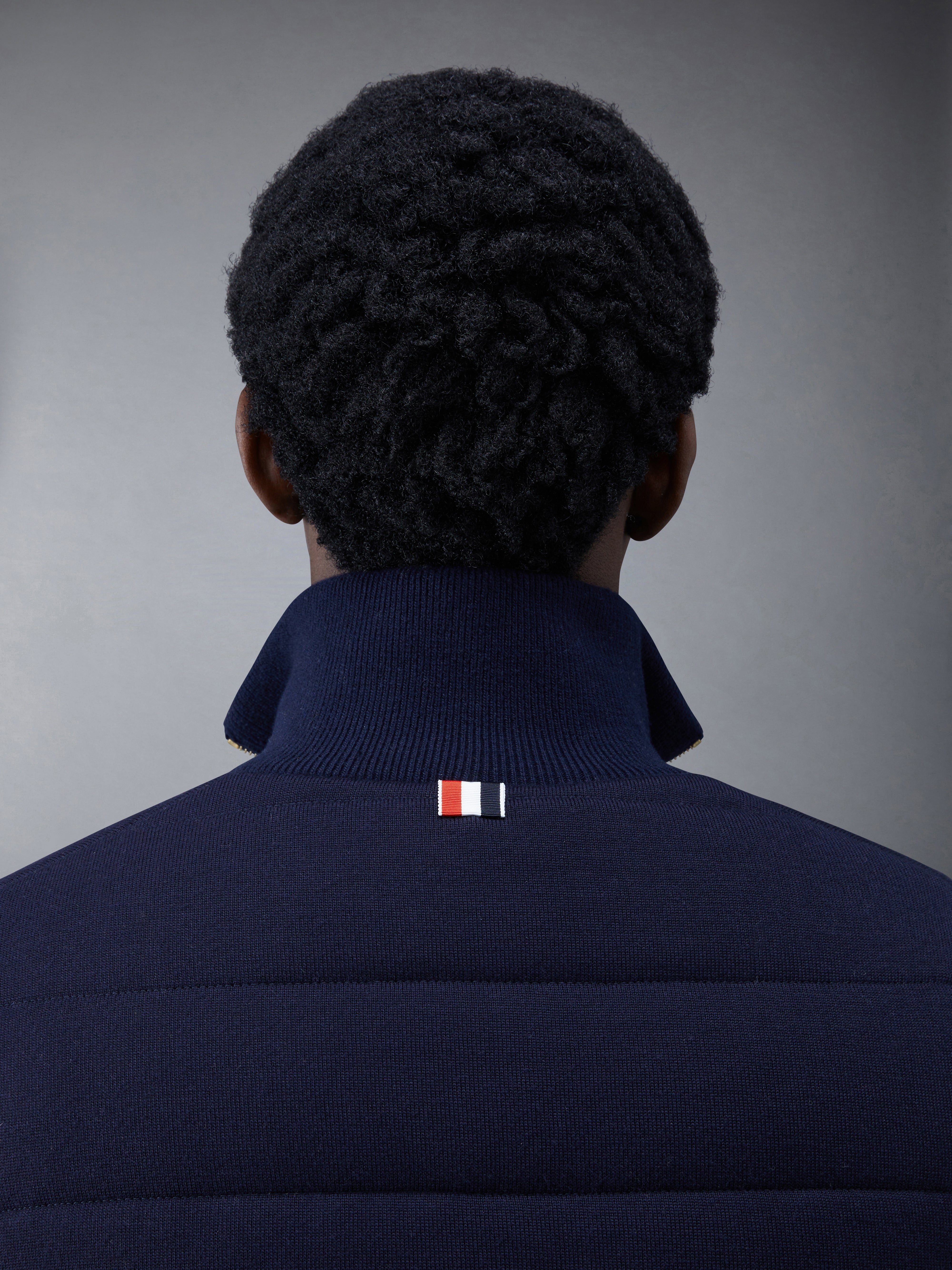 MERINO AND JERSEY PADDED REVERSIBLE 4-BAR FUNNEL NECK JACKET - 6