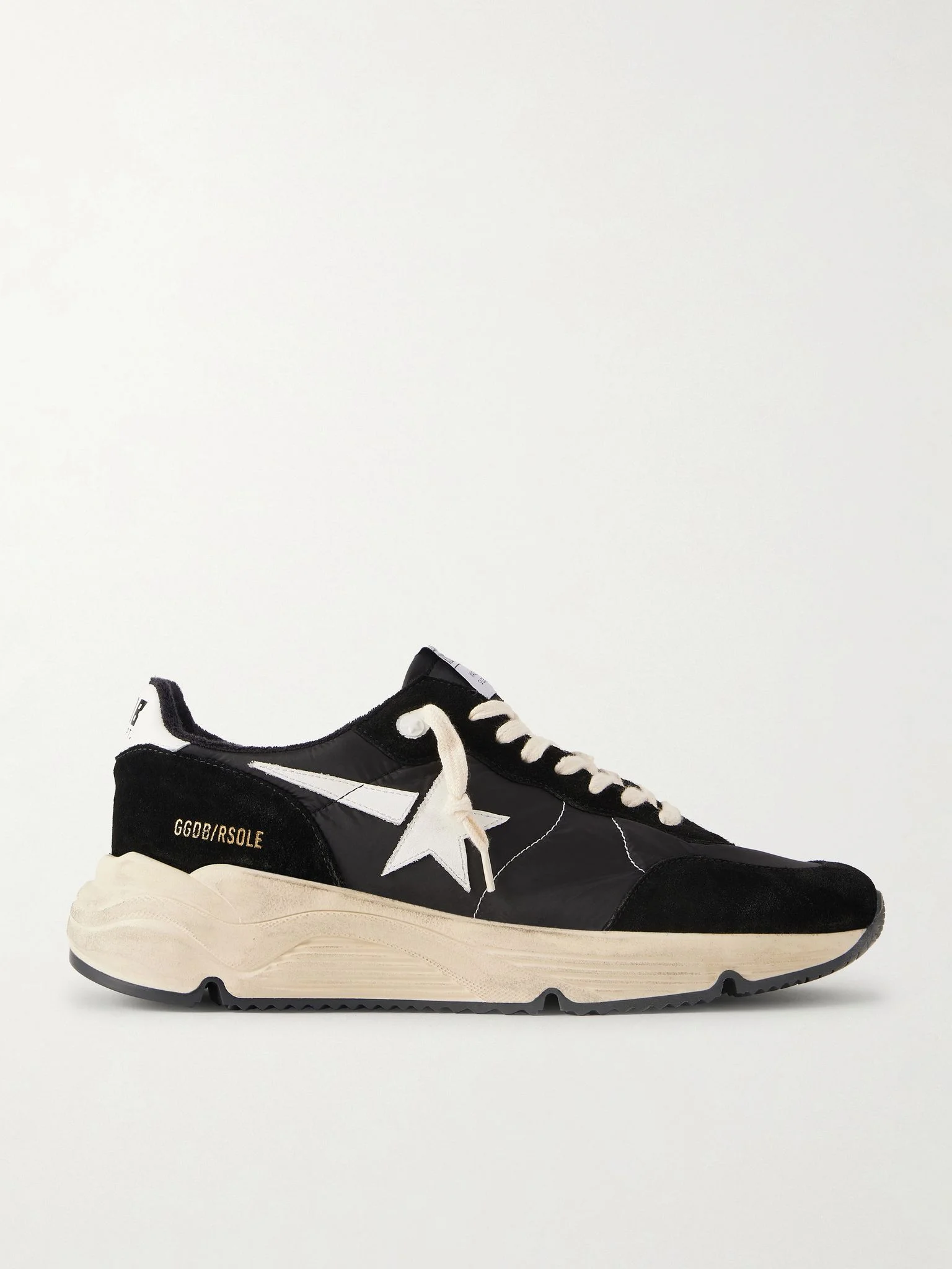 Running Sole Leather-Trimmed Suede and Shell Sneakers Black - 1