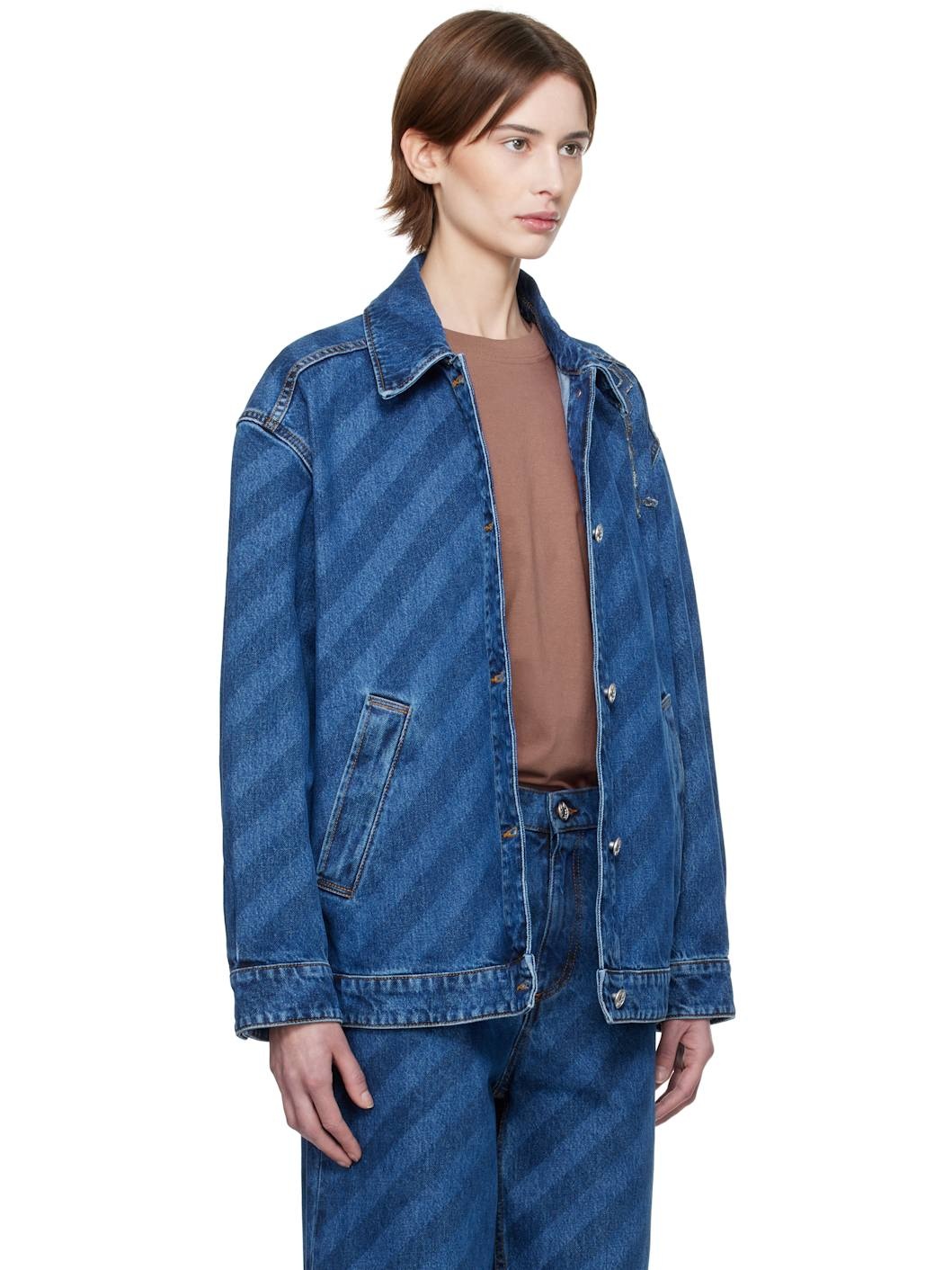 Blue Striped Denim Jacket - 2
