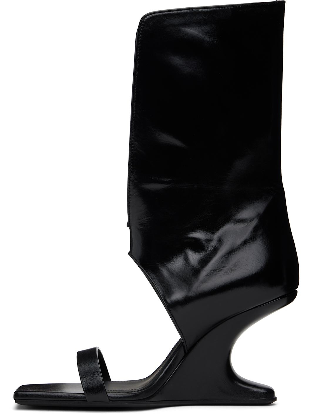 Black Hollywood Winged Cantilever 8 Heeled Sandals - 3