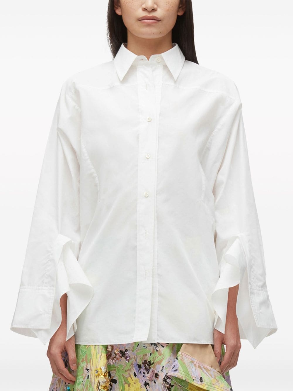 draped-cuff poplin shirt - 3