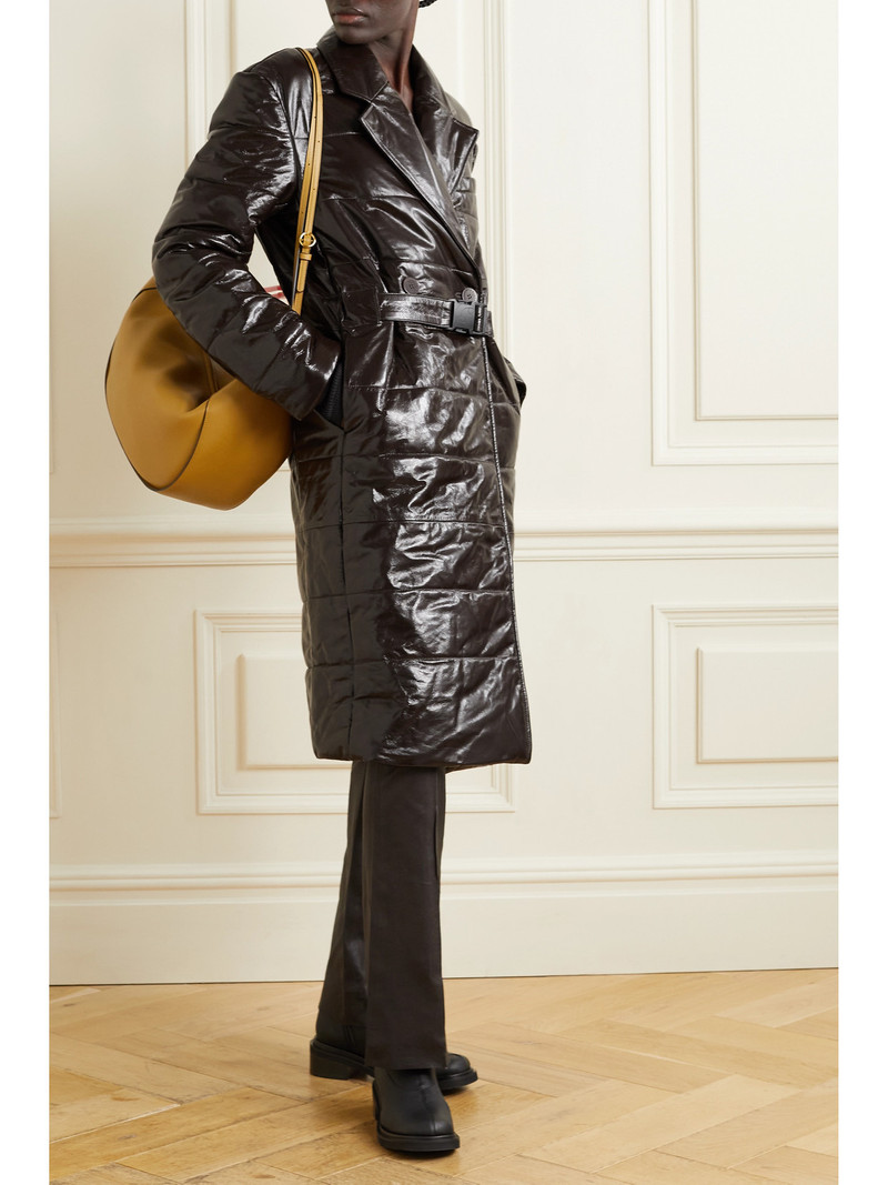 REMAIN Birger Christensen Gia Double-breasted Quilted Padded Patent-leather Coat outlook