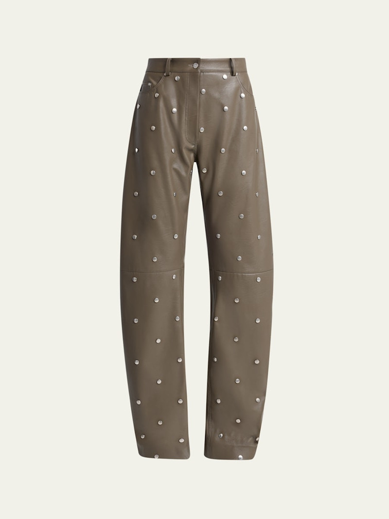 Alter Mat Faux-Leather Studded Barrel-Leg Pants 1