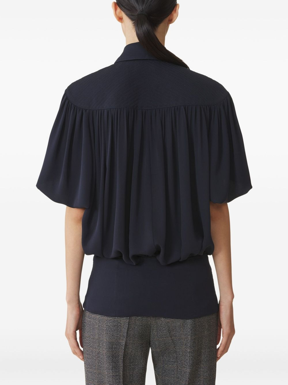 pleated-panel short-sleeve top - 4