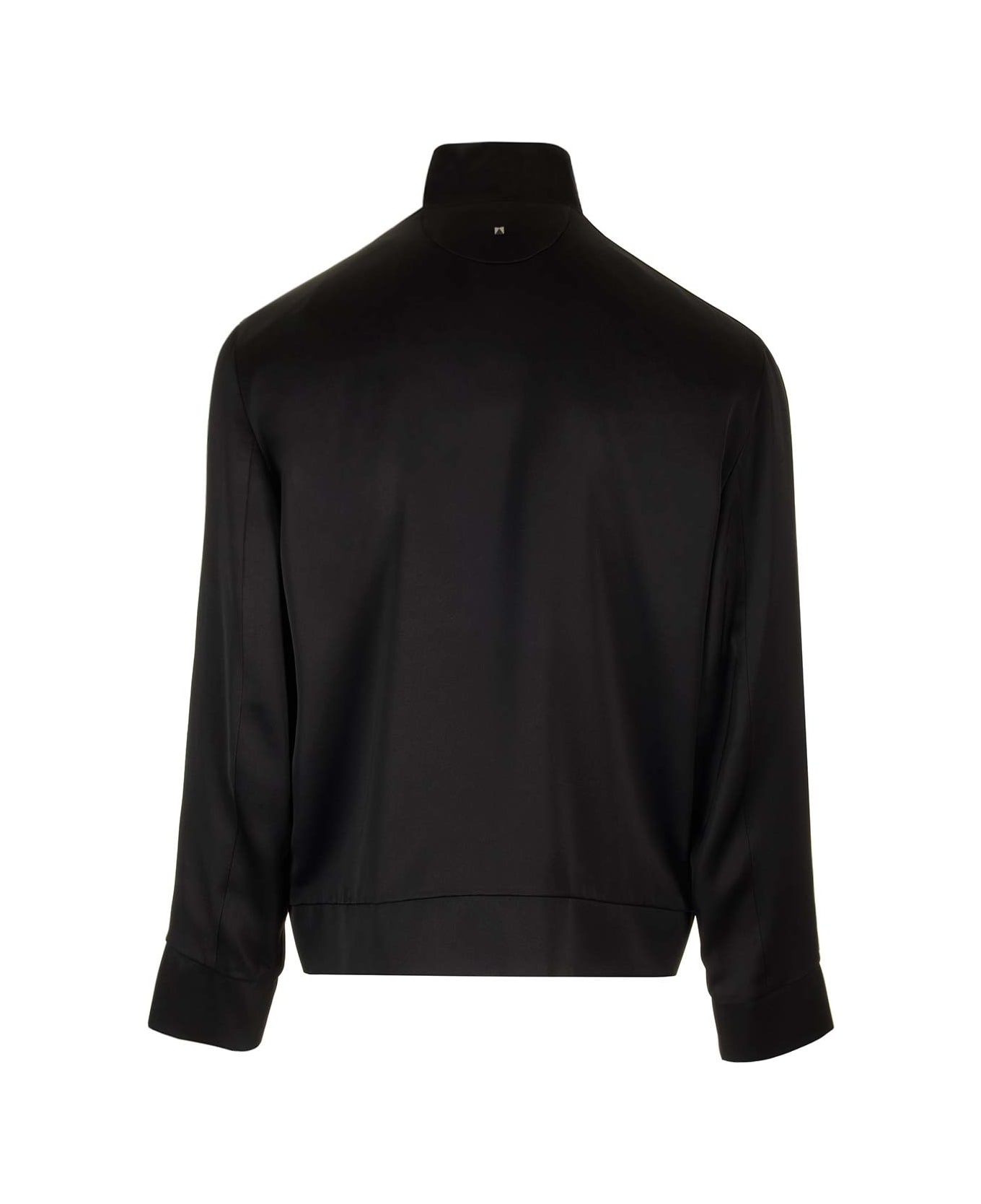 Black Enver Satin Acetate Jacket - 2