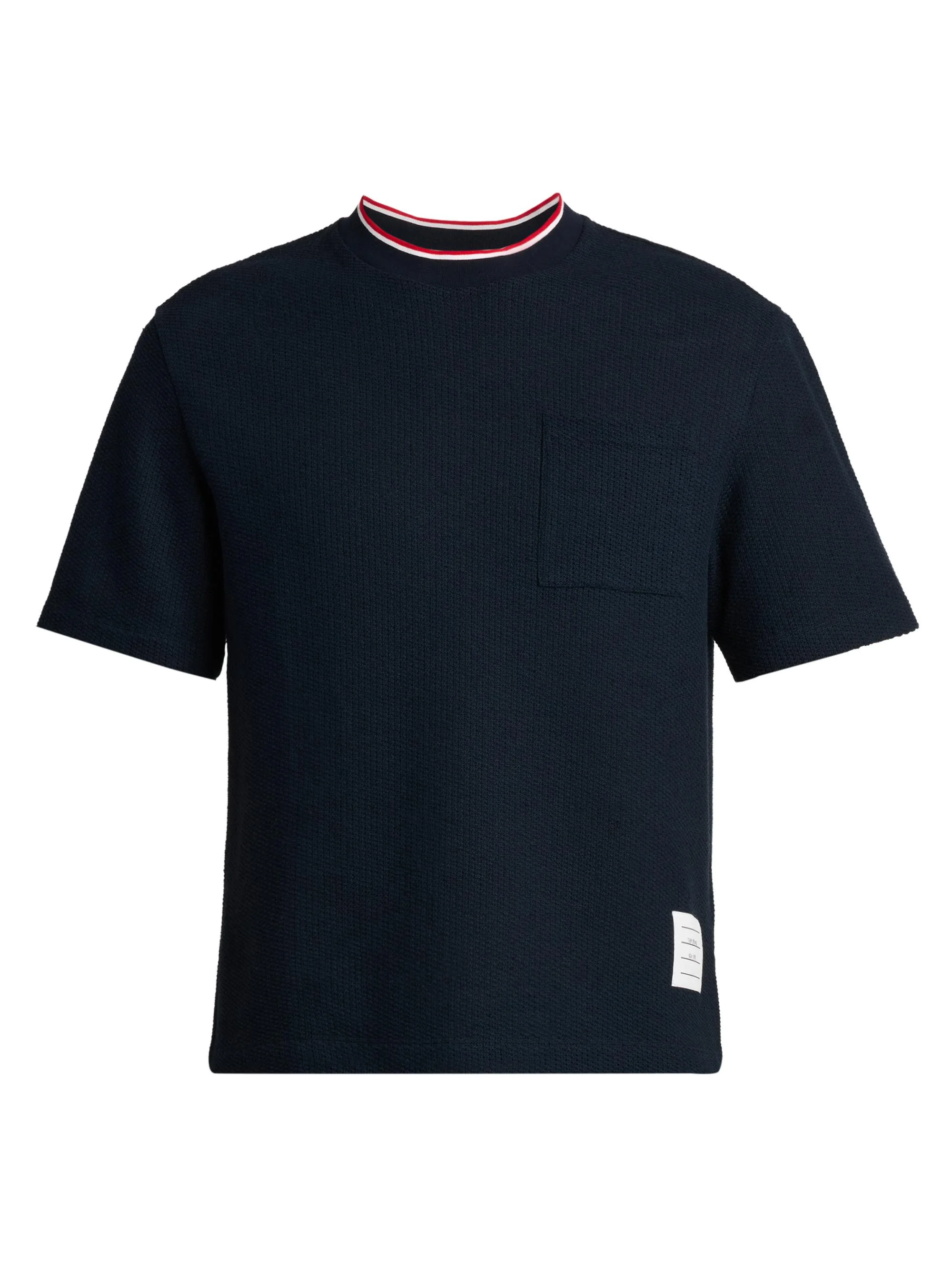 Men's RWB Tipped Crewneck Cotton-Linen T-Shirt - Navy - 1